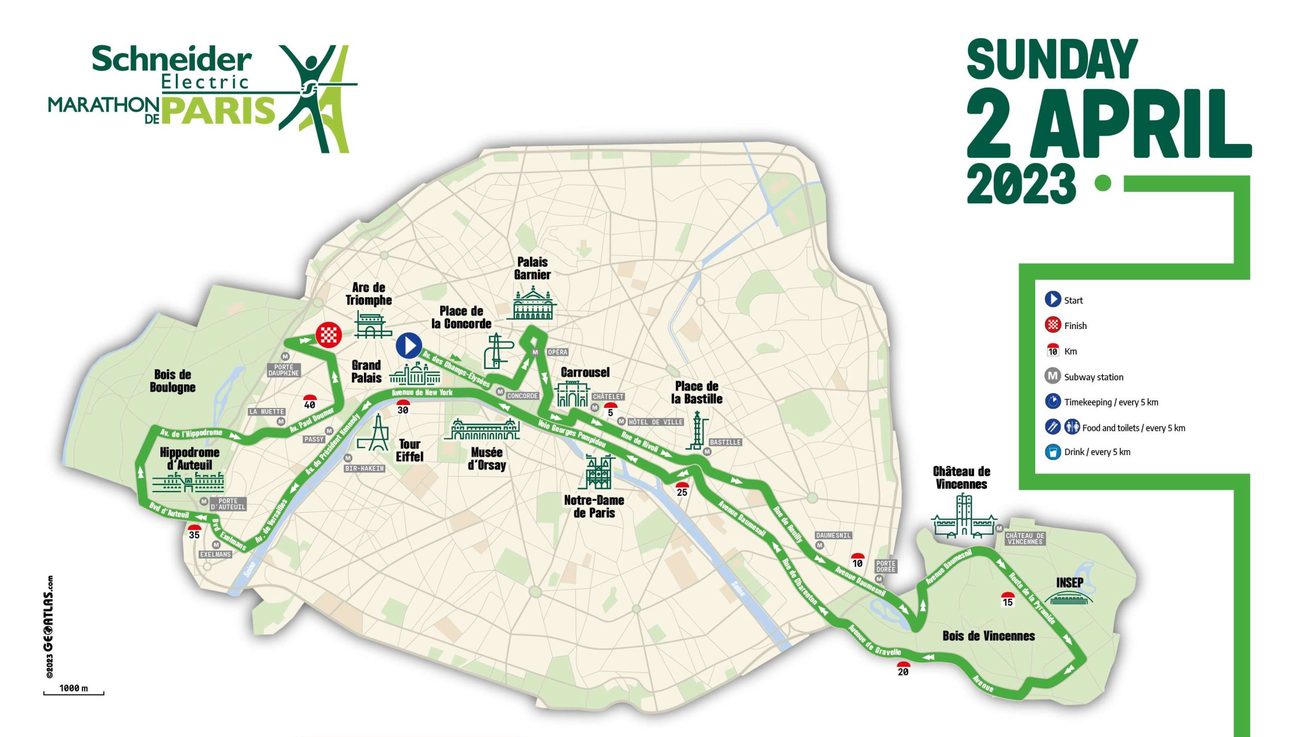 Paris Maratonu 2023 - Yarış Parkuru